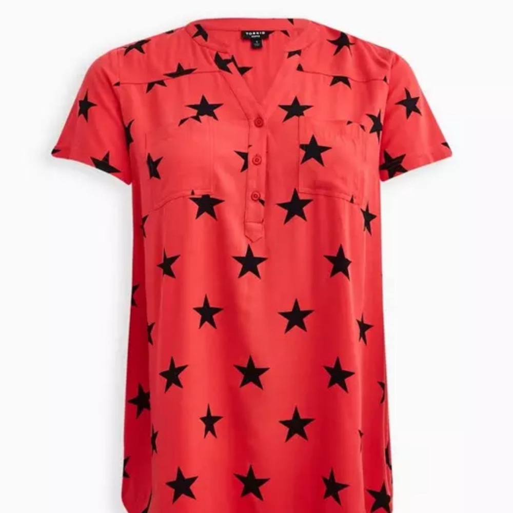 Torrid Harper Rayon Twill Pullover Short Sleeve Tunic Blouse